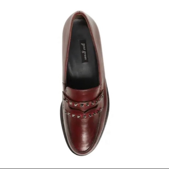 Paul Green Sofia Studded Leather Loafer Wine Size 8 - Picture 2 of 9